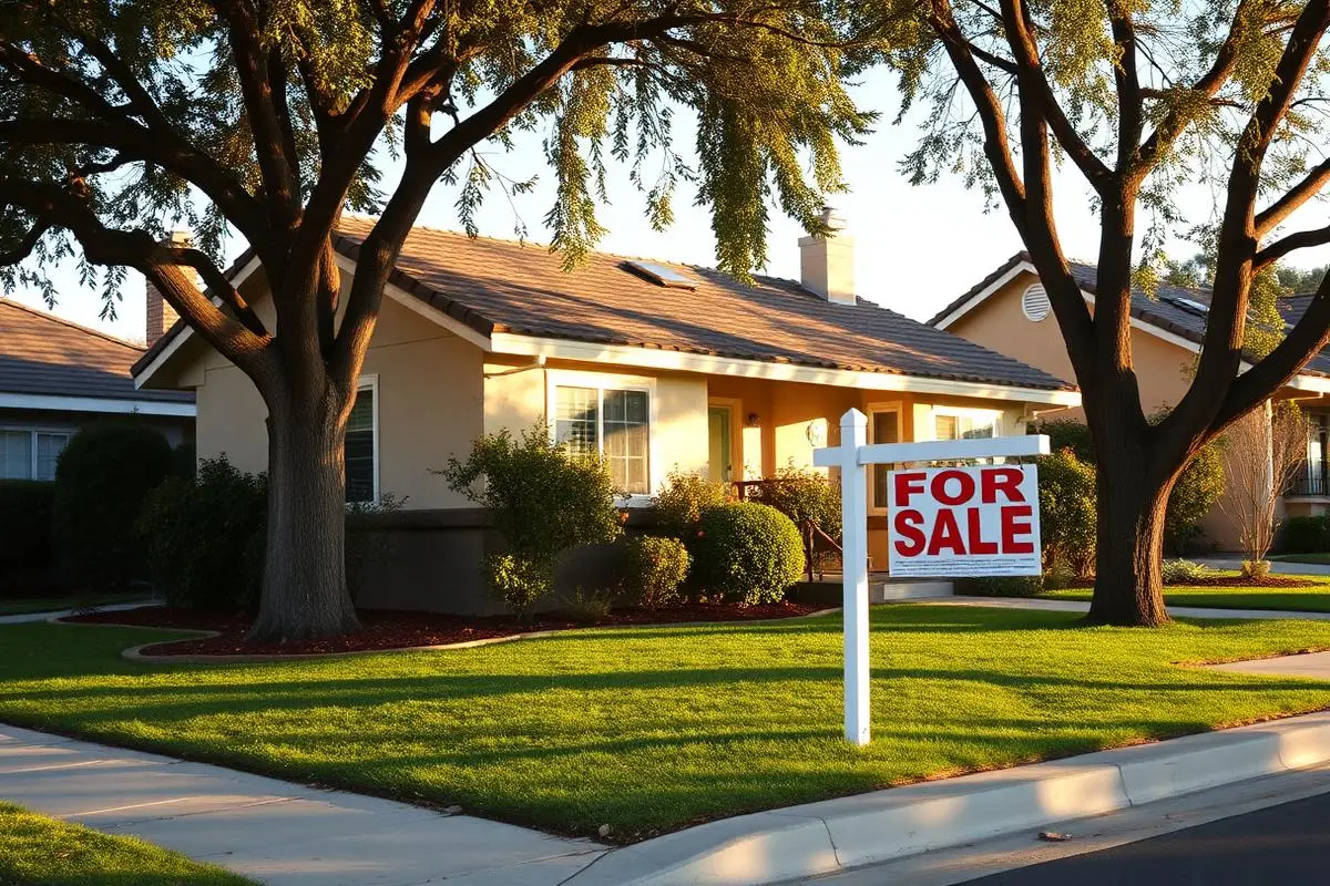 California home with a for sale sign in the front yard
